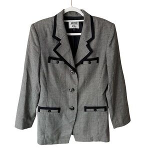 Kasper Vintage 100% Wool Houndstooth Blazer - Black and White Size 8 Tailored